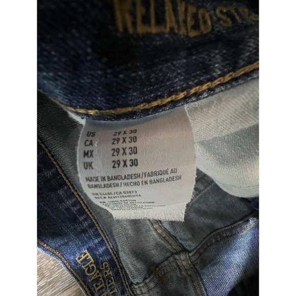 American Eagle Relaxed Straight Jeans Mens 29x30 Blue Good Distressed Denim - Picture 3 of 8